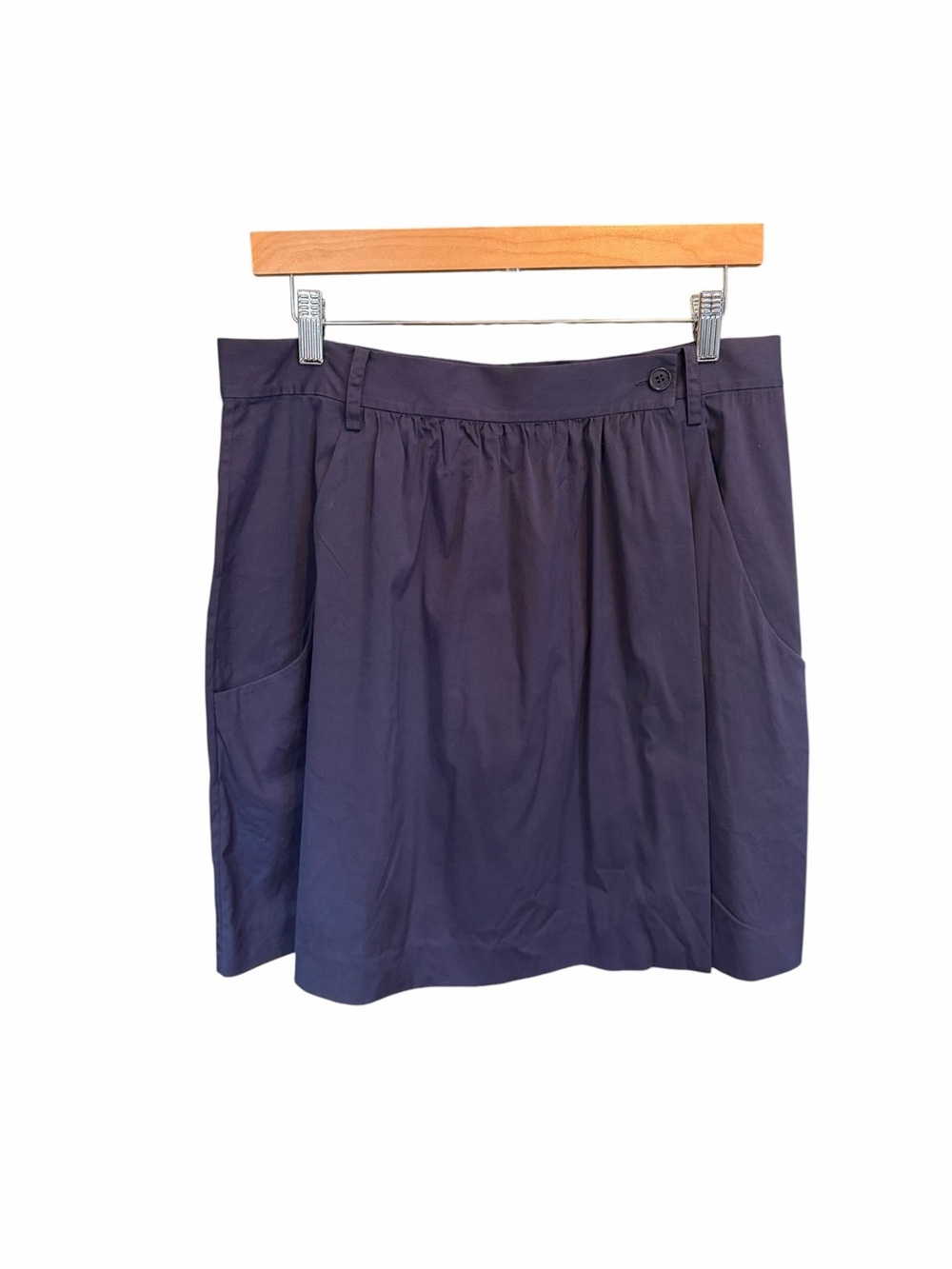 Theory Navy Mini Wrap Skirt